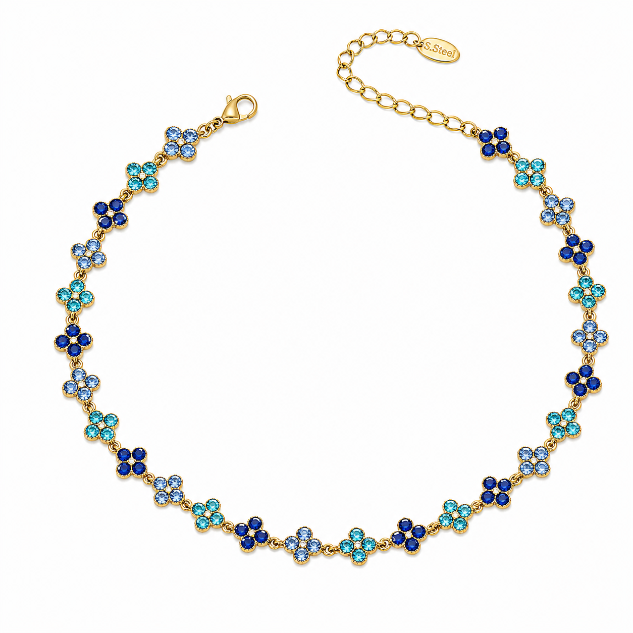Tlellix tal-Għożża Blu | Floral Zircon Necklace
