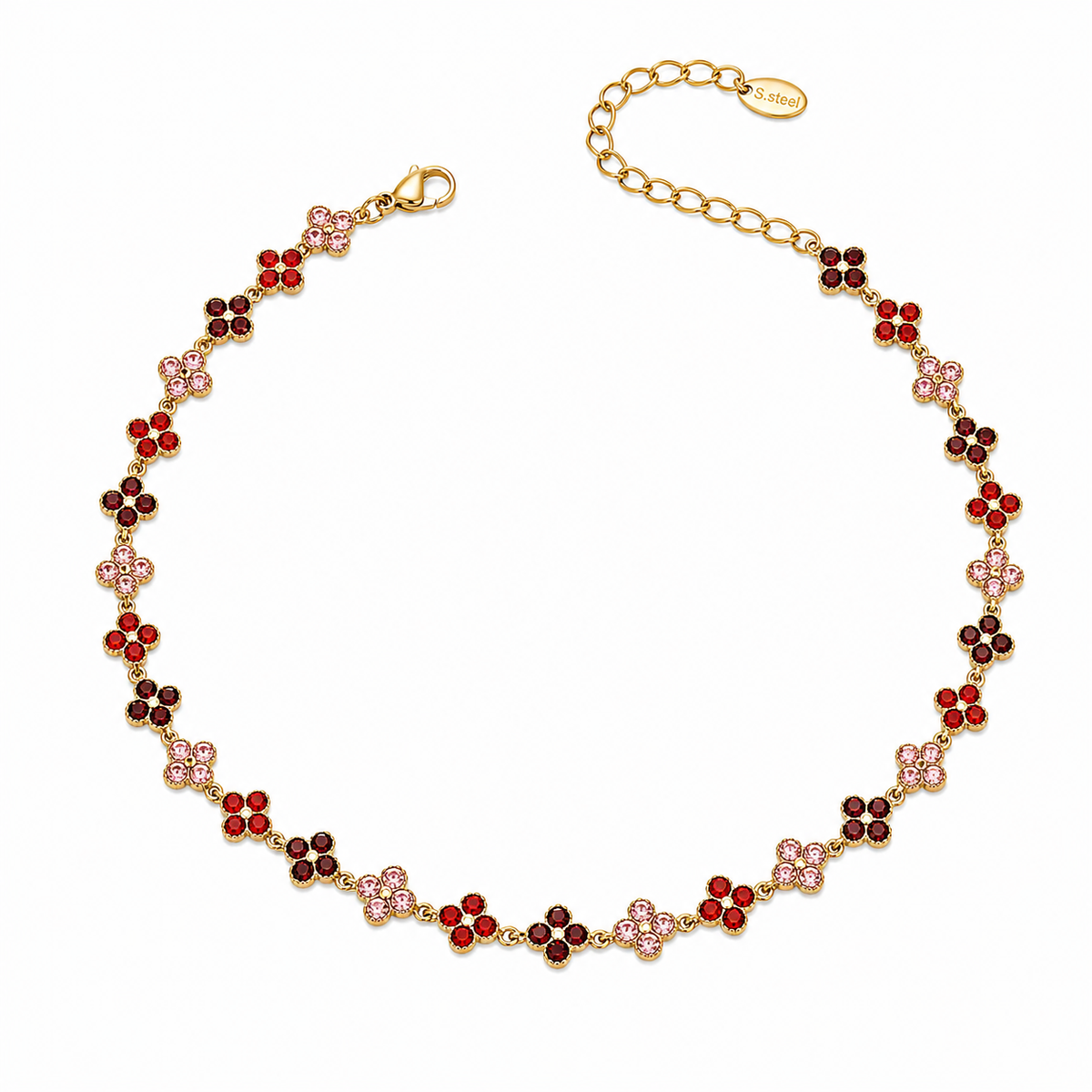 Tlellix tal-Għożża Aħmar | Floral Zircon Necklace
