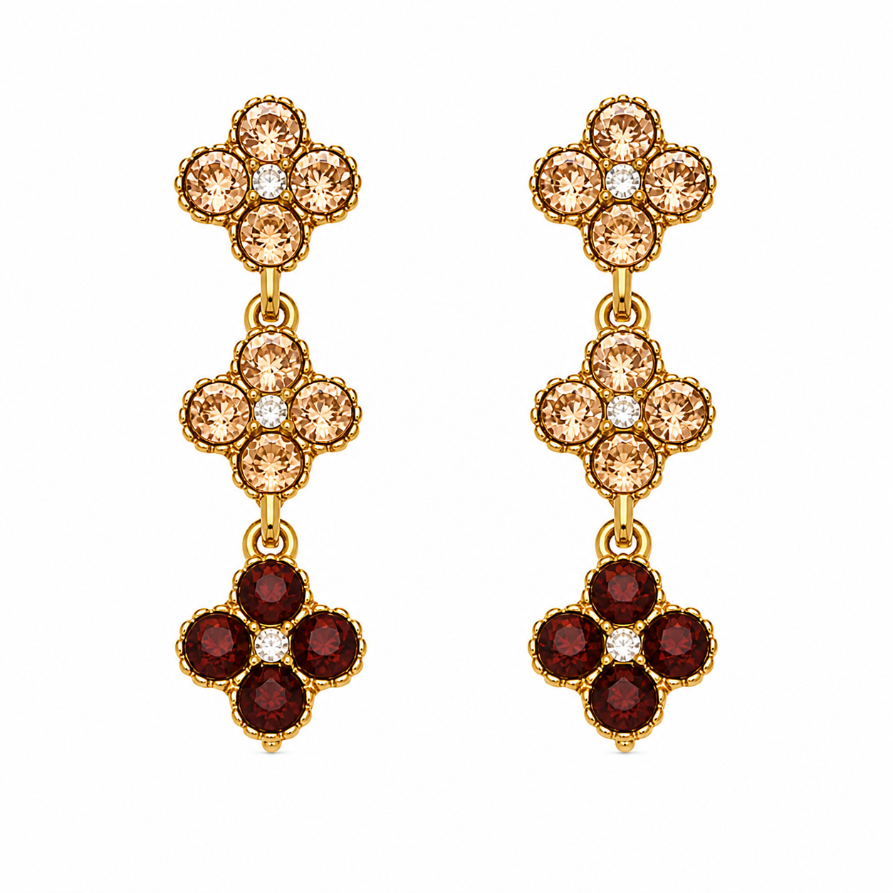Tlellix tal-Għożża Kanella | Floral Zircon Drop Earrings