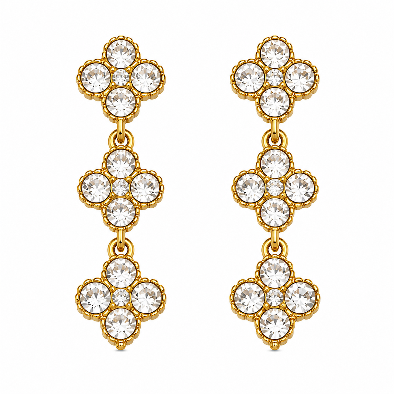 Tlellix tal-Għożża Abjad | Floral Zircon Drop Earrings
